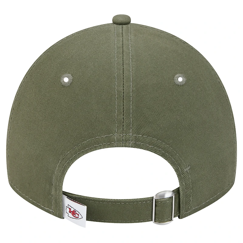 Men's New Era Olive Kansas City Chiefs Main 9TWENTY Adjustable Hat