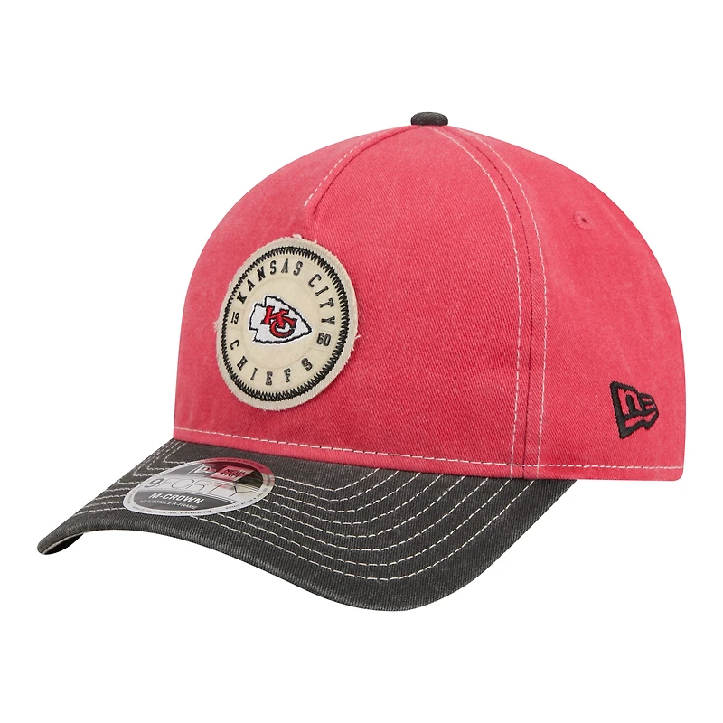 Men's New Era Red/Black Kansas City Chiefs 9FORTY Felt A-Frame Adjustable Hat