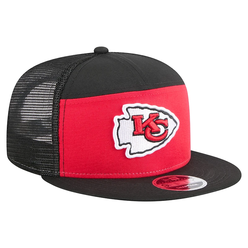 Casquette snapback 9FIFTY rouge/noir pour homme New Era Kansas City Chiefs Outdoor Split Panel