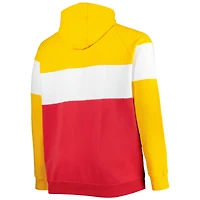 Men's New Era Red/Gold Kansas City Chiefs Big & Tall Current Colorblock Raglan Fleece Pullover Hoodie