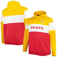 Chandail à capuchon en polaire raglan blocs de couleurs actuels Big & Tall des Kansas City Chiefs New Era pour homme, rouge/doré