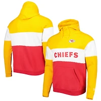 Chandail à capuchon actuel blocs de couleurs des Chiefs Kansas City New Era pour homme, rouge/doré
