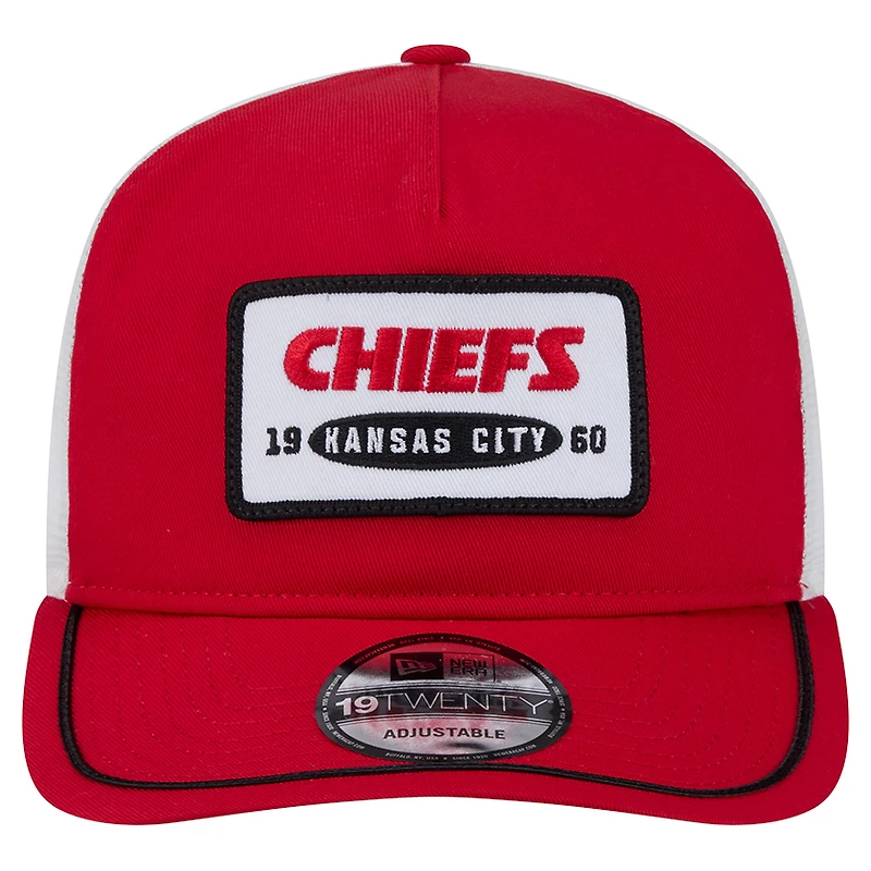 Casquette ajustable New Era 19TWENTY rouge/blanc pour homme avec écusson des Chiefs de Kansas City