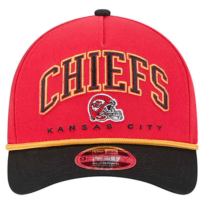 Casquette ajustable New Era rouge Kansas City Chiefs Arch COOLERA 9FORTY A-Frame M-Crown pour homme