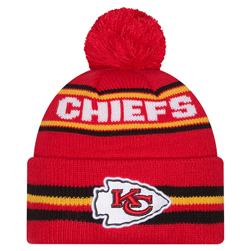Men's New Era Red Kansas City Chiefs Classic Cuffed Knit Hat with Pom