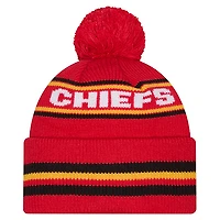 Bonnet à revers classique Kansas City Chiefs rouge New Era pour homme avec pompon