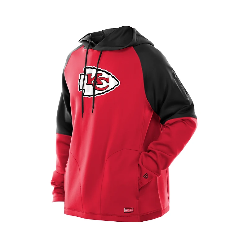Sweat à capuche raglan rouge blocs de couleurs authentiques des Chiefs Kansas City New Era pour homme