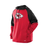 Sweat à capuche raglan rouge blocs de couleurs authentiques des Chiefs Kansas City New Era pour homme