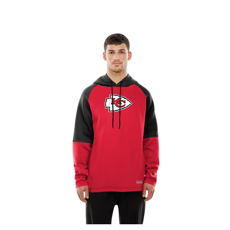 Sweat à capuche raglan rouge blocs de couleurs authentiques des Chiefs Kansas City New Era pour homme