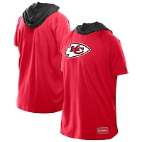 T-shirt à capuche et manches courtes raglan authentique rouge des Kansas City Chiefs de New Era pour homme