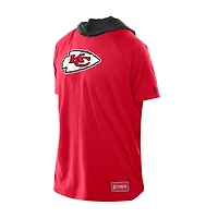 T-shirt à capuche et manches courtes raglan authentique rouge des Kansas City Chiefs de New Era pour homme