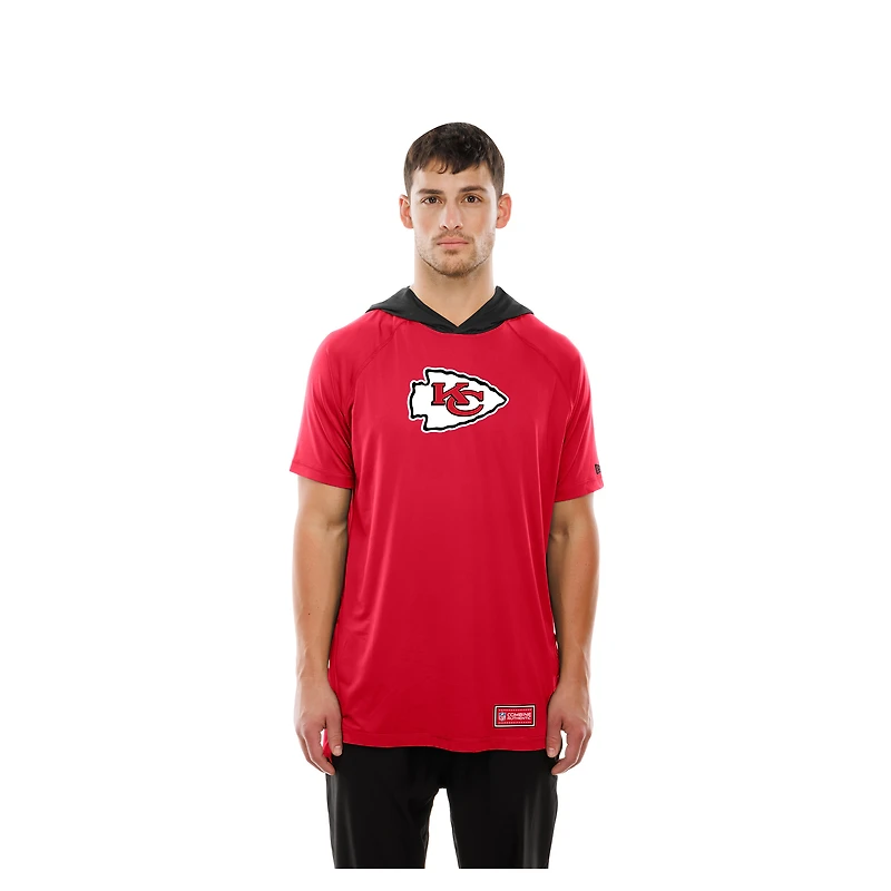 Men's New Era Red Kansas City Chiefs Combine Authentic Hooded Raglan Short-Sleeve T-Shirt