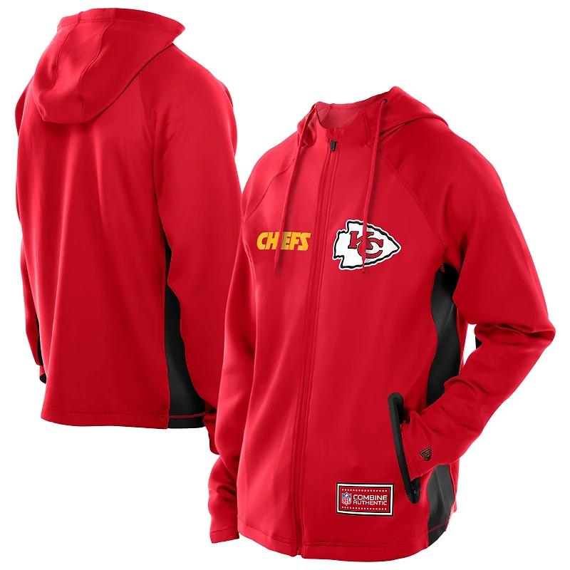 Men's New Era Red Kansas City Chiefs Combine Authentic Raglan Scuba Full-Zip Hoodie
