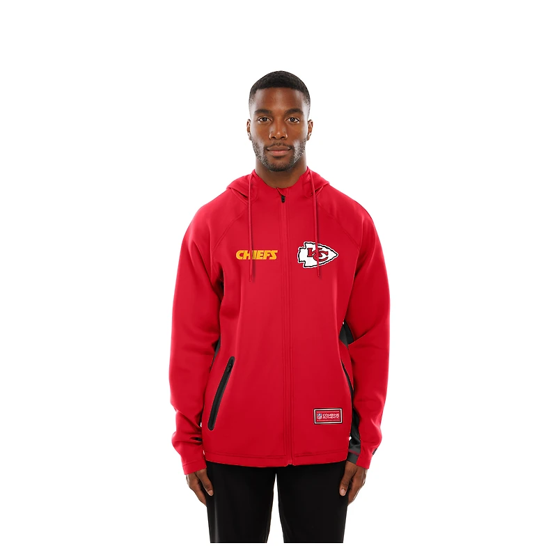 Sweat à capuche zippé intégral rouge New Era Kansas City Chiefs Combine Authentic Raglan Scuba pour homme