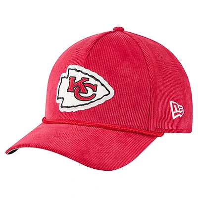 Men's New Era Red Kansas City Chiefs Cord Corduroy 9FORTY A-Frame Adjustable Hat