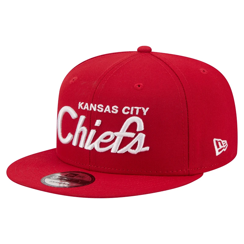 Men's New Era Red Kansas City Chiefs Core Team Script 9FIFTY Snapback Hat