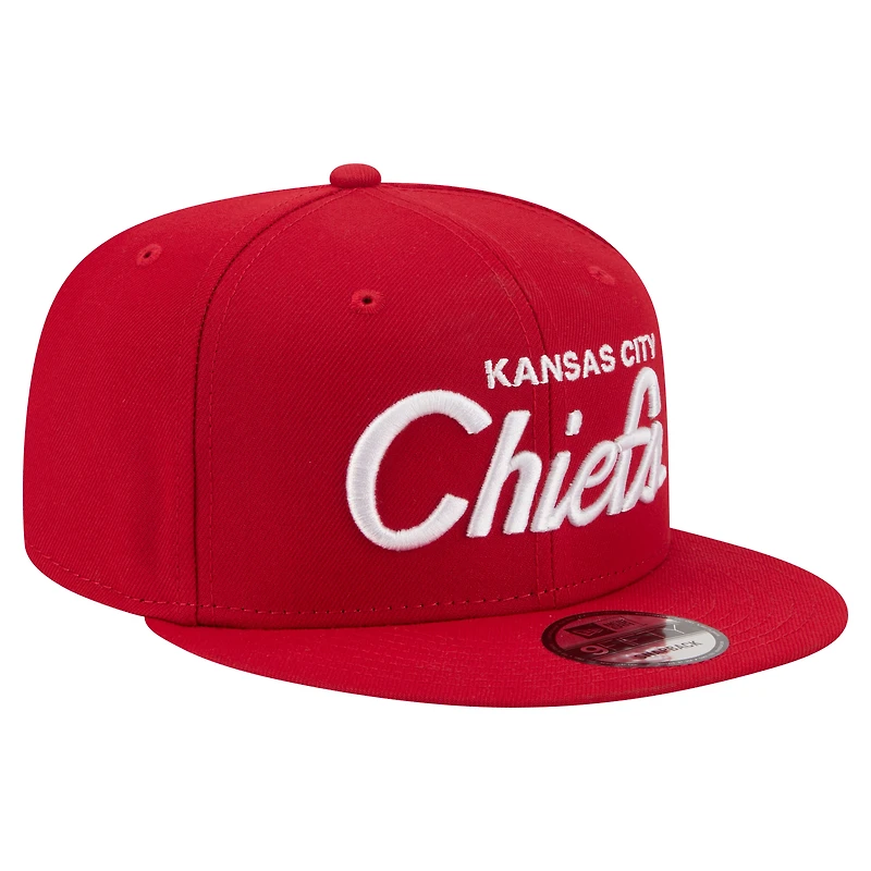 Men's New Era Red Kansas City Chiefs Core Team Script 9FIFTY Snapback Hat