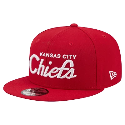 Men's New Era Red Kansas City Chiefs Core Team Script 9FIFTY Snapback Hat
