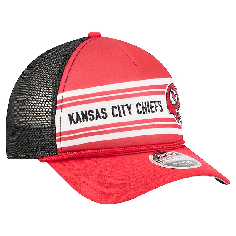 Casquette ajustable New Era rouge Kansas City Chiefs Linear A-Frame 9FORTY pour homme