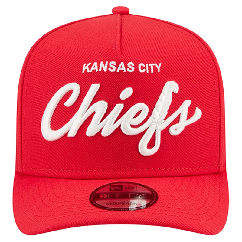 Men's New Era Red Kansas City Chiefs Local Play A-Frame 9FIFTY Snapback Hat