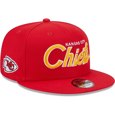 Casquette 9FIFTY Snapback rouge Kansas City Chiefs Main Script New Era pour homme