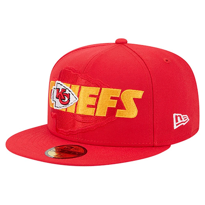 Men's New Era  Red Kansas City Chiefs Overlap Wordmark 59FIFTY Fitted Hat