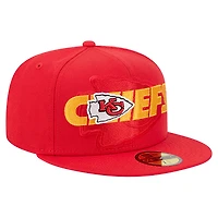Casquette ajustée New Era rouge Kansas City Chiefs Overlap Wordmark 59FIFTY pour homme