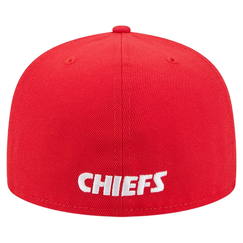 Men's New Era  Red Kansas City Chiefs Overlap Wordmark 59FIFTY Fitted Hat