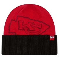 Bonnet en tricot oversize à revers rouge Kansas City Chiefs New Era pour homme