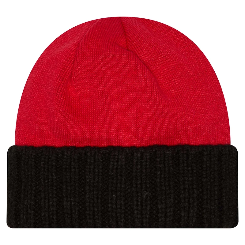 Bonnet en tricot oversize à revers rouge Kansas City Chiefs New Era pour homme