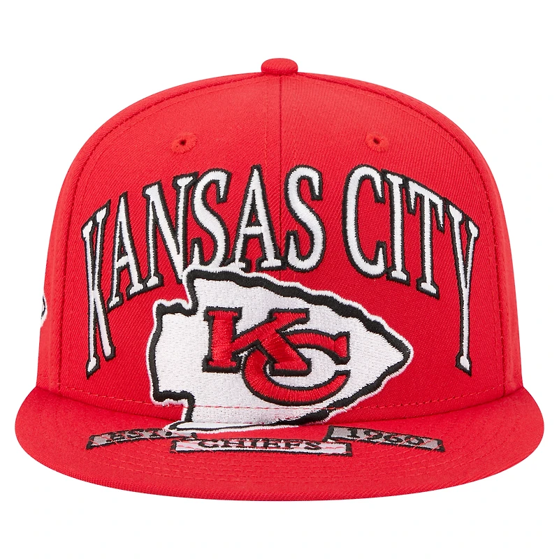 Casquette ajustée surdimensionnée 59FIFTY rouge des Kansas City Chiefs de New Era pour homme