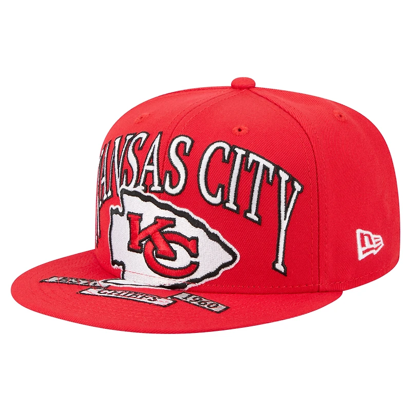 Casquette ajustée surdimensionnée 59FIFTY rouge des Kansas City Chiefs de New Era pour homme