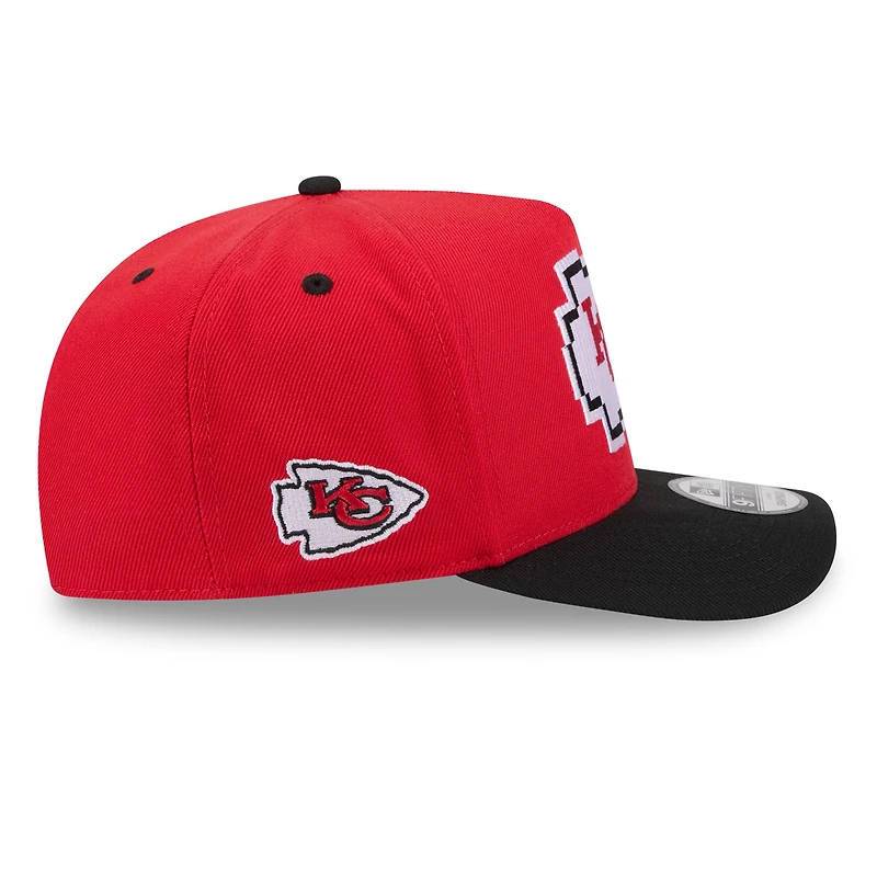 Men's New Era Red Kansas City Chiefs Pixel A-Frame 9FIFTY Snapback Hat