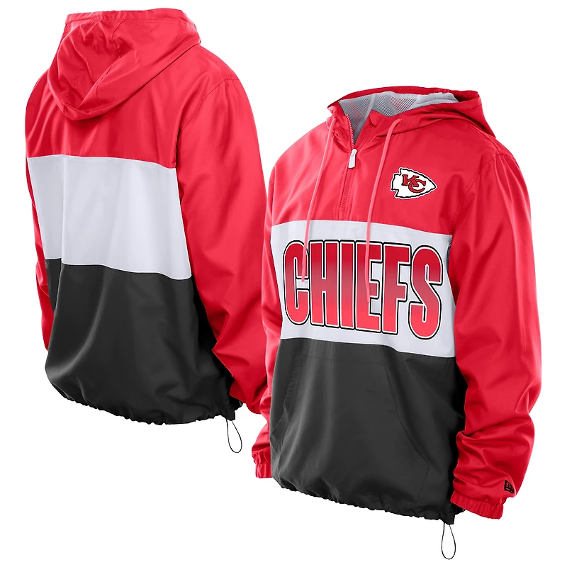 Coupe-vent à capuche zippé quart de tour New Era rouge Kansas City Chiefs pour homme