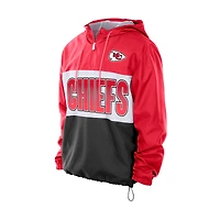 Men's New Era Red Kansas City Chiefs Ripstop Quarter-Zip Hooded Windbreaker