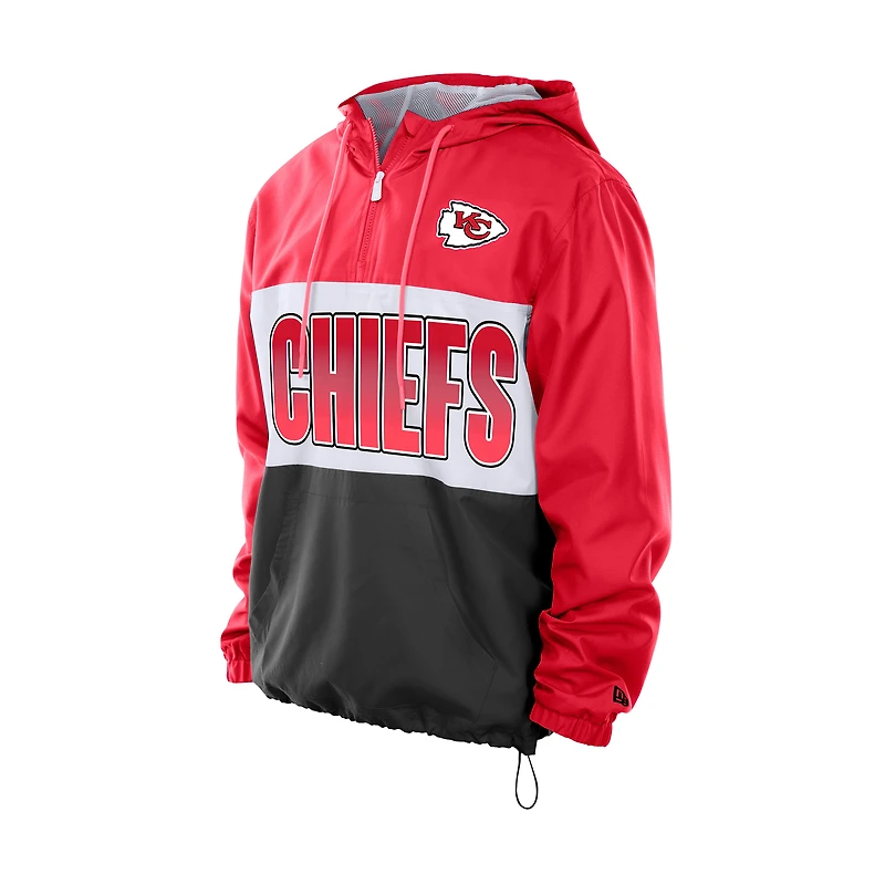 Coupe-vent à capuche zippé quart de tour New Era rouge Kansas City Chiefs pour homme