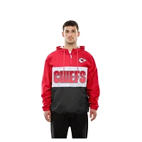 Men's New Era Red Kansas City Chiefs Ripstop Quarter-Zip Hooded Windbreaker