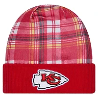Bonnet tricoté à revers rouge Kansas City Chiefs Sideline Statement pour homme New Era