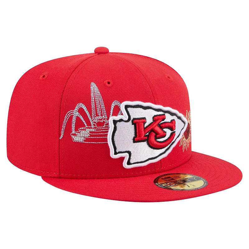 Men's New Era Red Kansas City Chiefs State Stitch 59FIFTY Fitted Hat