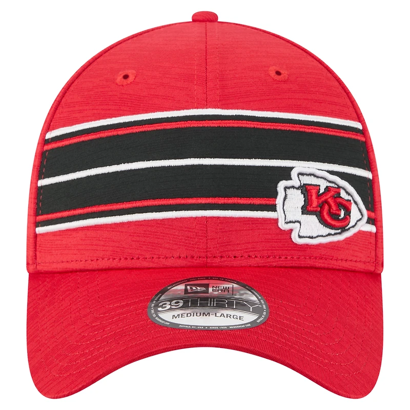 Casquette 39THIRTY Flex rouge à rayures des Kansas City Chiefs de New Era pour homme