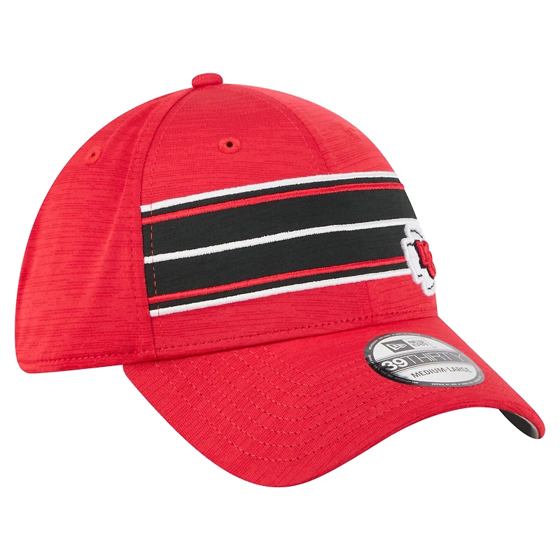 Casquette 39THIRTY Flex rouge à rayures des Kansas City Chiefs de New Era pour homme