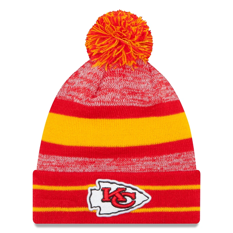 Bonnet en tricot rouge à revers avec logo de l'équipe Kansas City Chiefs New Era pour homme