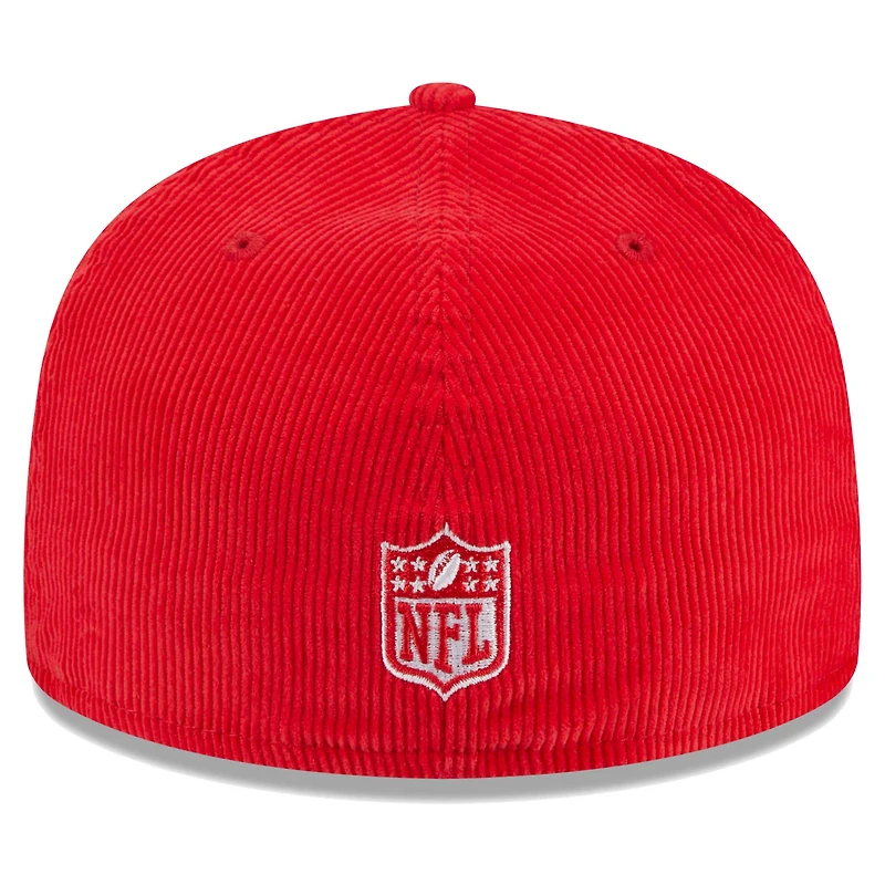 Casquette ajustée 59FIFTY en velours côtelé rouge Kansas City Chiefs New Era pour hommes