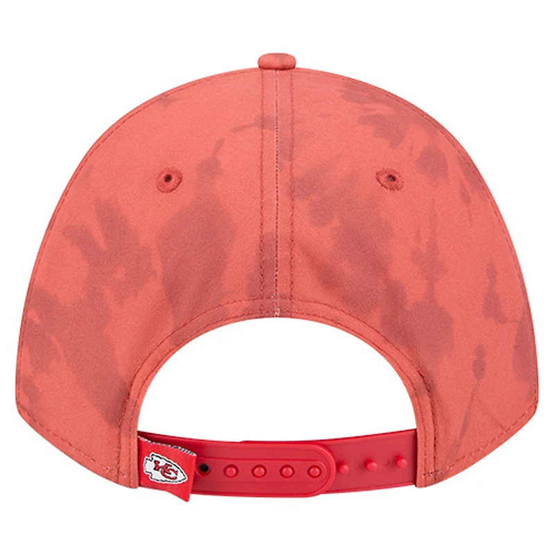Casquette ajustable New Era rouge Kansas City Chiefs Tie Dye Fade 9Forty M-Crown A-Frame pour homme