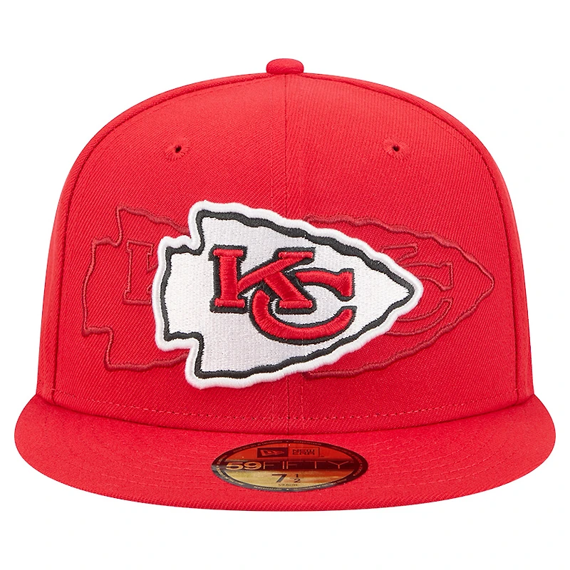 Casquette ajustée Tri-Hit 59FIFTY rouge des Kansas City Chiefs de New Era pour homme