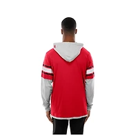 T-shirt à capuche manches longues et superpositions rouge New Era Kansas City Chiefs pour homme