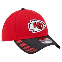 Casquette New Era rouge à visière pour homme des Chiefs de Kansas City, modèle 39THIRTY Flex