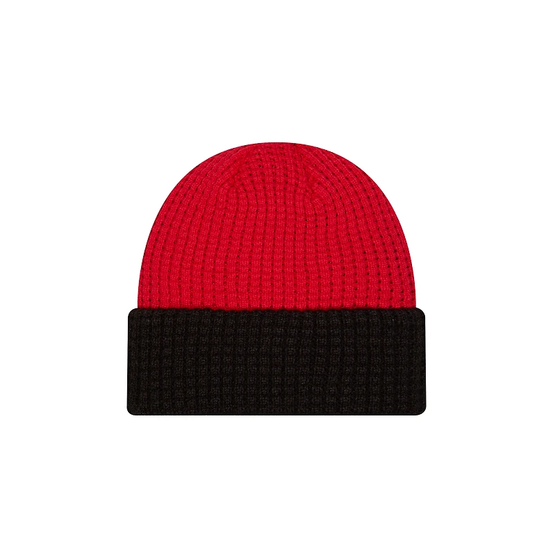 Bonnet en tricot gaufré à revers rouge Kansas City Chiefs New Era pour homme
