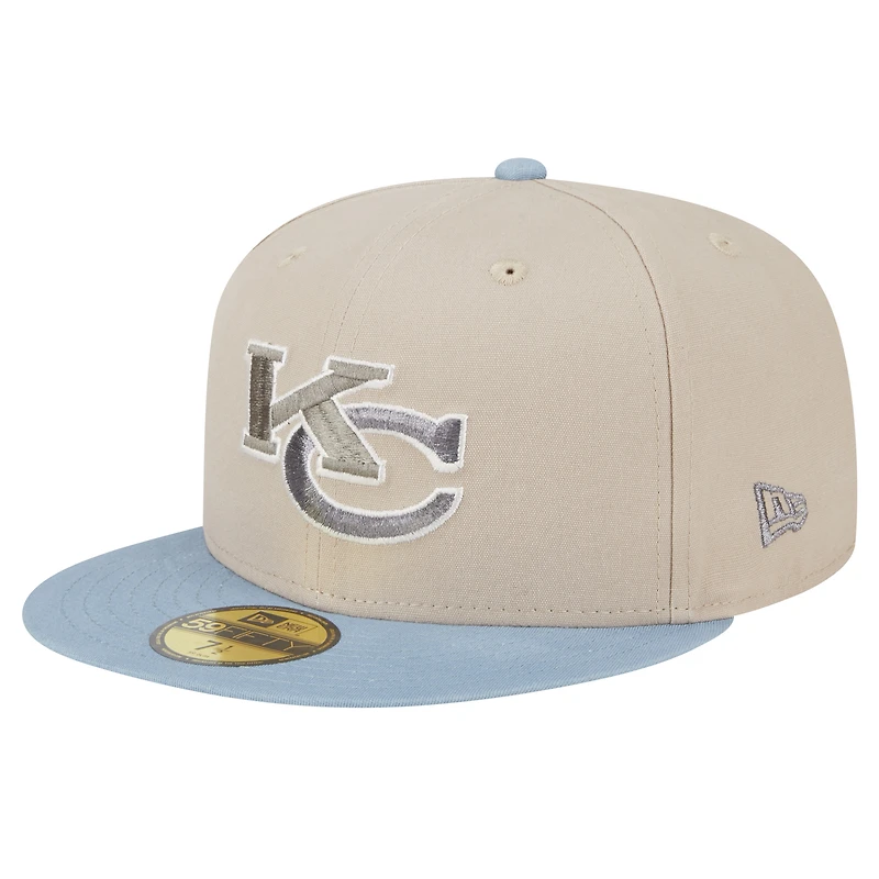 Men's New Era Stone/Light Blue Kansas City Chiefs Originals Lifestyle Two-Tone 59FIFTY Fitted Hat