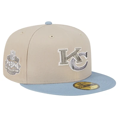 Men's New Era Stone/Light Blue Kansas City Chiefs Originals Lifestyle Two-Tone 59FIFTY Fitted Hat